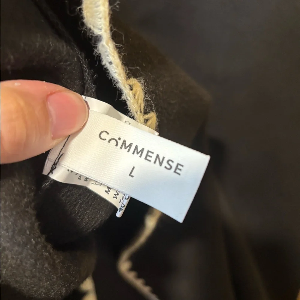 Commense Contrast Trim Jacket With Matching Scarf Black Super Soft Coat Size L - Picture 6 of 8